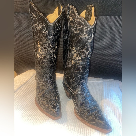 Corral Vintage Shoes - Corral Vintage Leather Lizard Inlay Western Boot, Size 6.5M